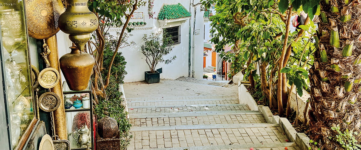 A view down a street in Tangier, Morocco